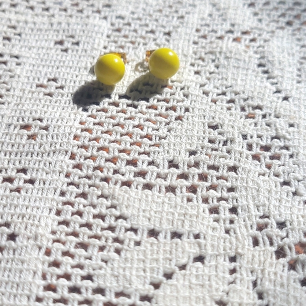 Bright Yellow Bauble Earrings